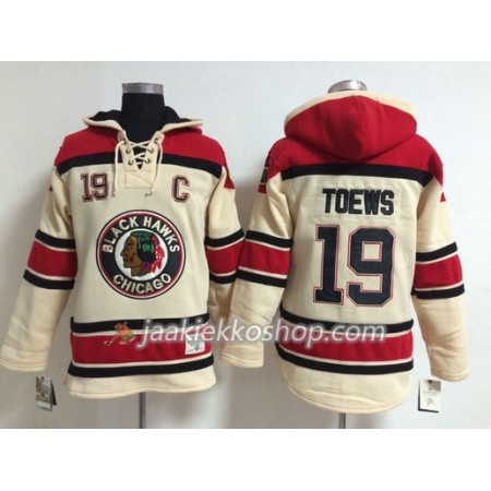 Miehille NHL Chicago Blackhawks Jonathan Toews 19 Valkoinen Sawyer Hooded Sweatshirt